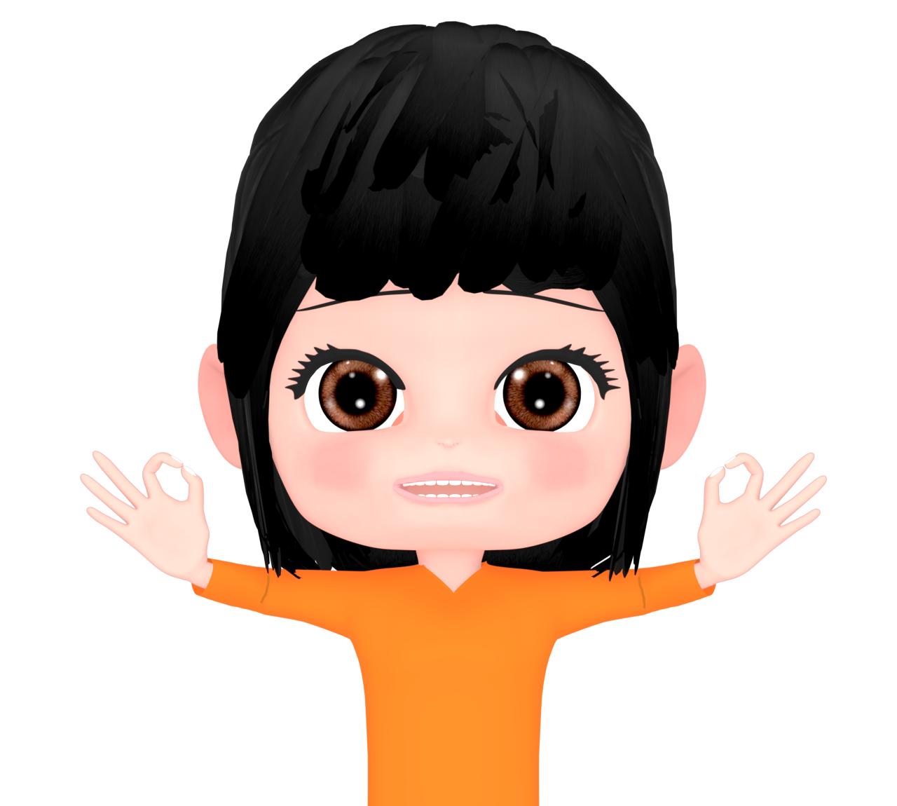 「０」を手の指で伝える女性のイラスト