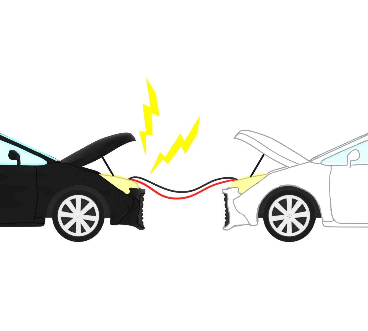 2台の車でジャンプスタートをするイラスト