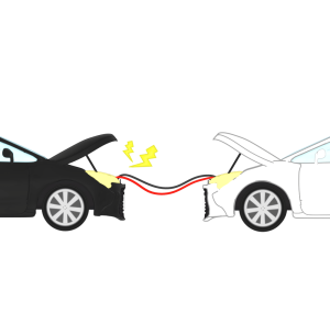 2台の車でジャンプスタートをするイラスト