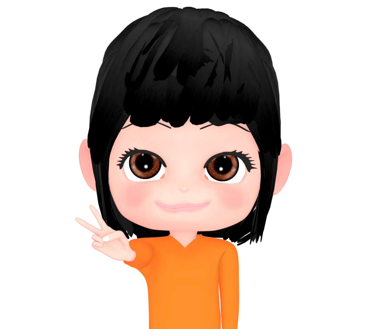 数字の「２」を指で伝える女性のイラスト