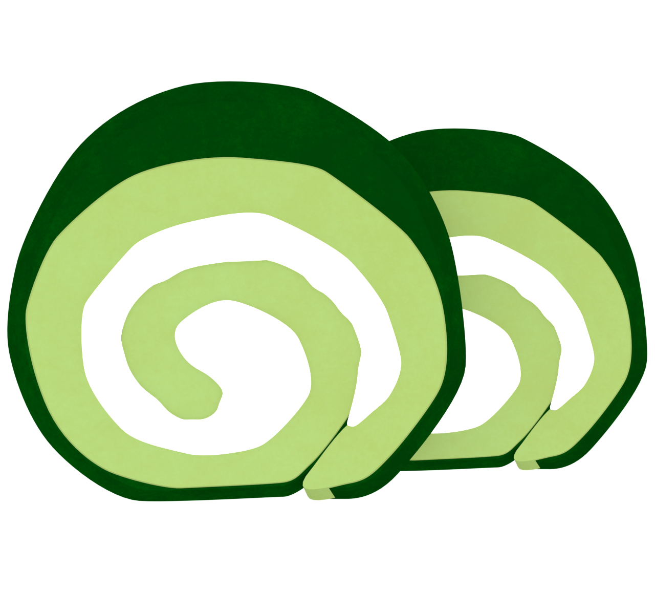 2個の抹茶ロールケーキのイラスト