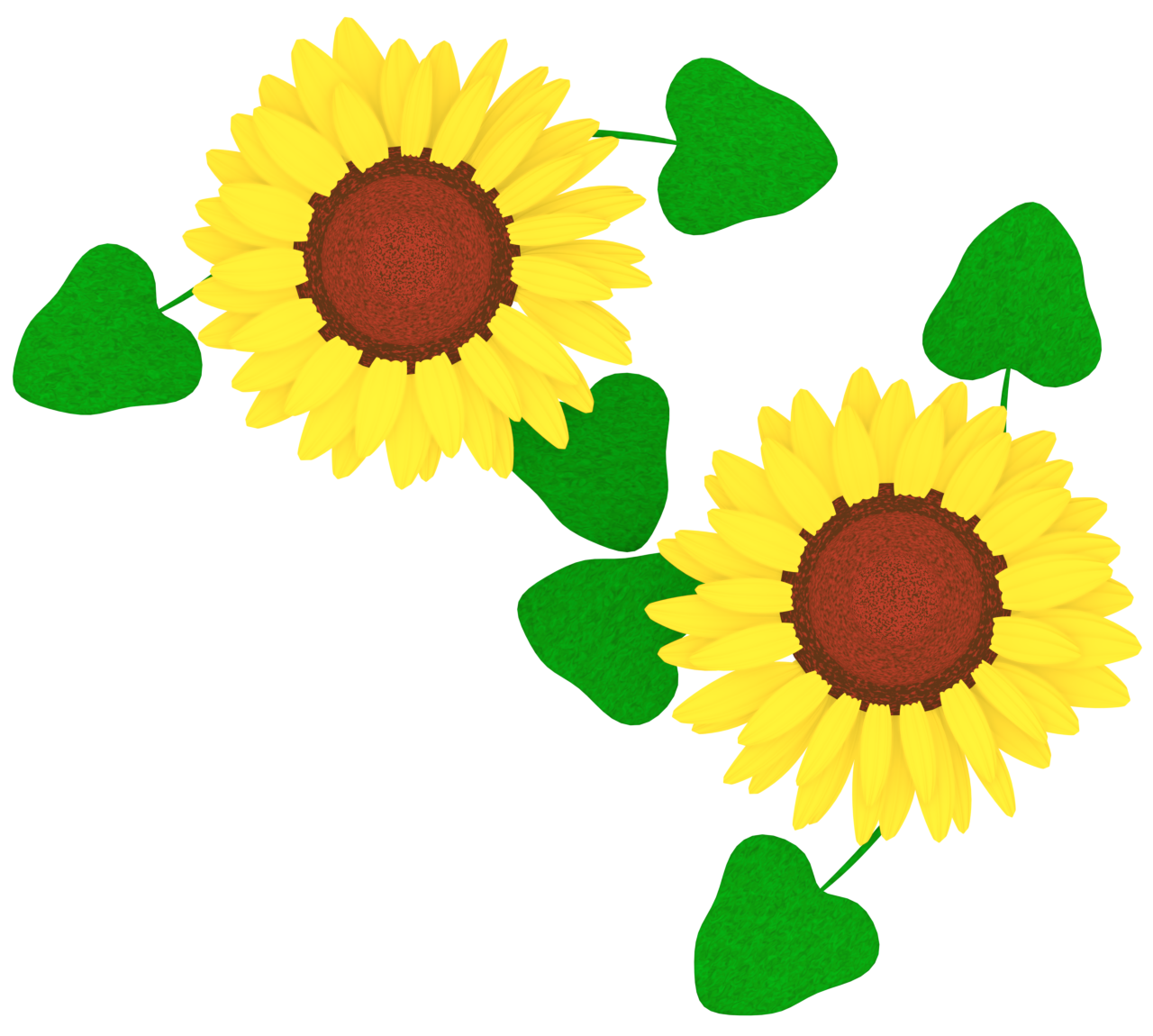 ２個並ぶヒマワリのイラスト