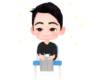 二十歳のつどいで椅子に座る成人男性のイラスト