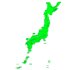 立体の日本地図のイラスト