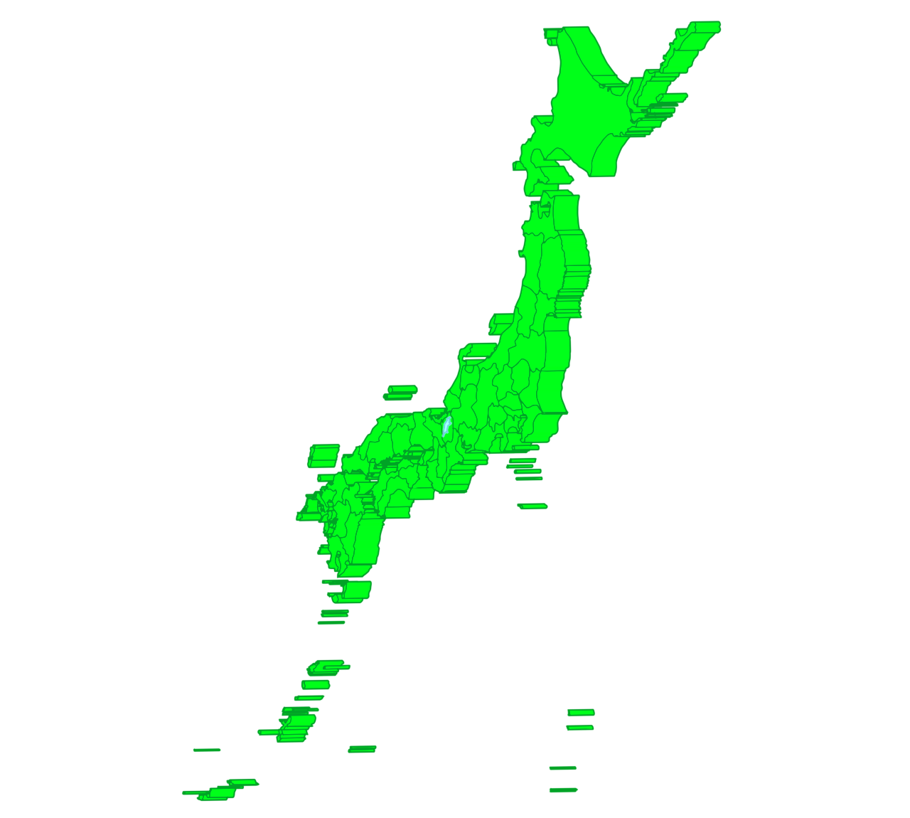 立体の日本地図のイラスト