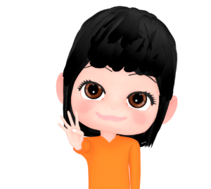 数字「４」を指で作る女性のイラスト