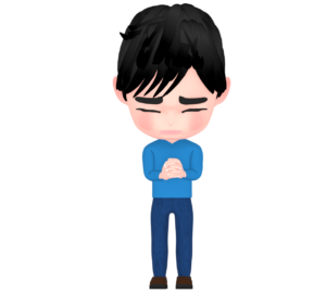 必死に祈る男性のイラスト