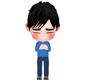 必死に祈る男性のイラスト