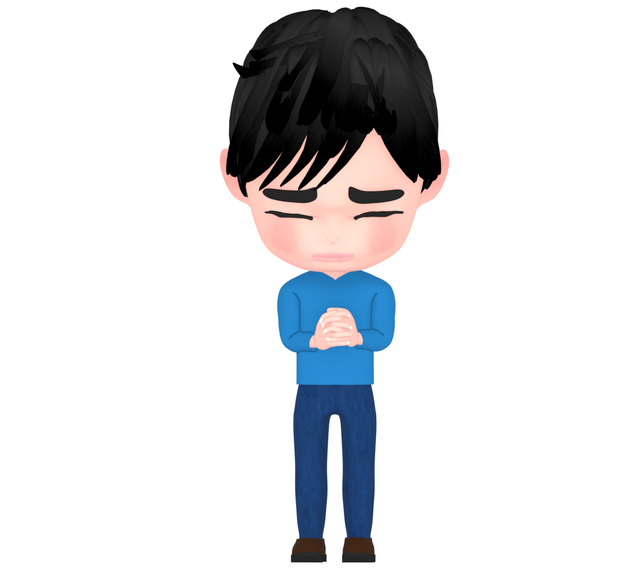 必死に祈る男性のイラスト