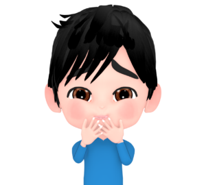 笑いをこらえる男性のイラスト