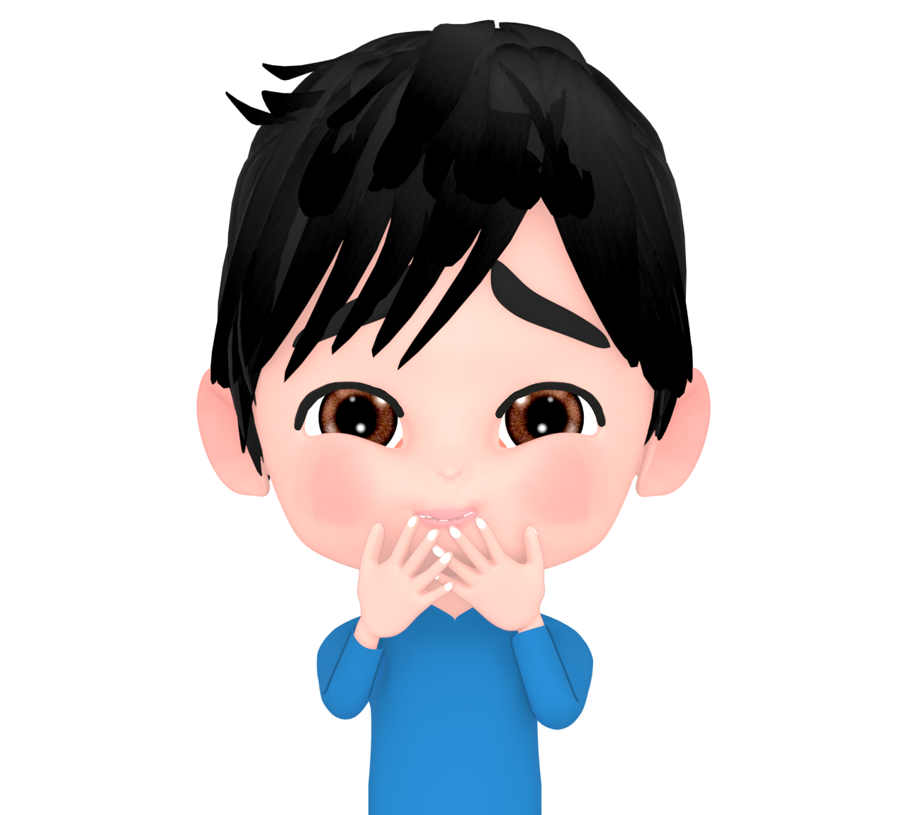 笑いをこらえる男性のイラスト