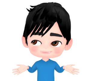 両手を広げてとぼける男性のイラスト
