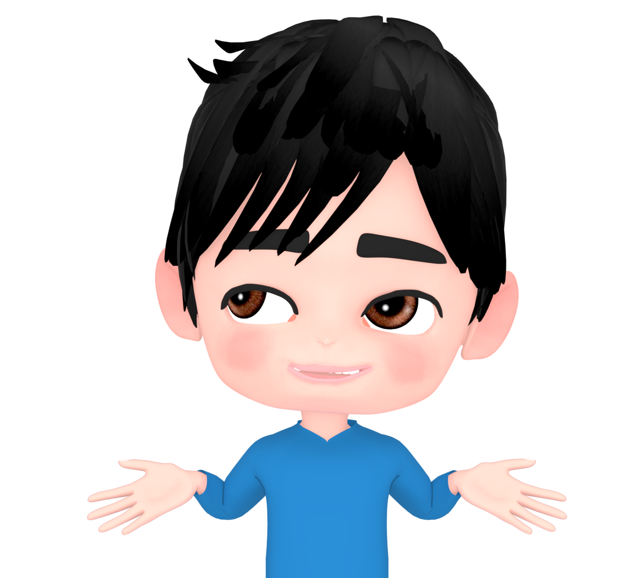 両手を広げてとぼける男性のイラスト