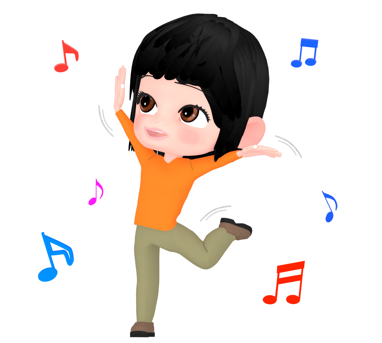 ノリノリで踊る女性のイラスト