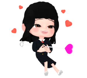 恋に落ちる女子生徒のイラスト