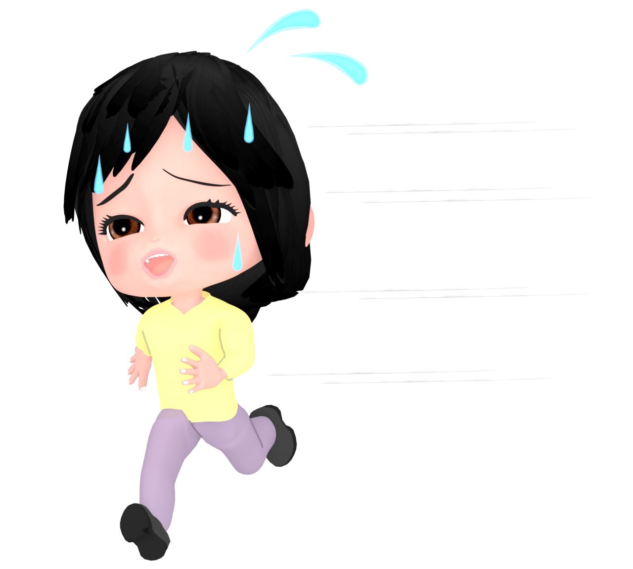 全速力で走る女性のイラスト