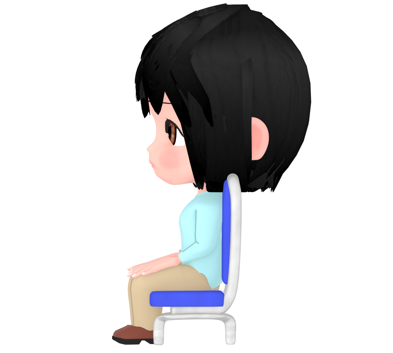 姿勢良く椅子に座る女性のイラスト