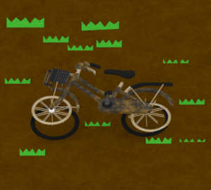 放置された壊れた自転車のイラスト