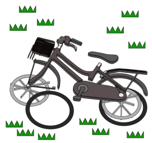 放置された壊れた自転車のイラスト