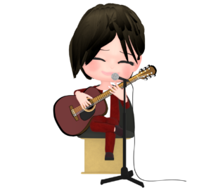 アコースティックギターで弾き語りのイラスト