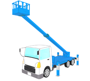 アームを伸ばす高所作業車のイラスト