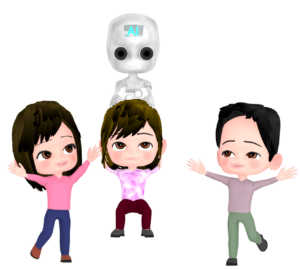 ＡＩと仲良くする人間のイラスト
