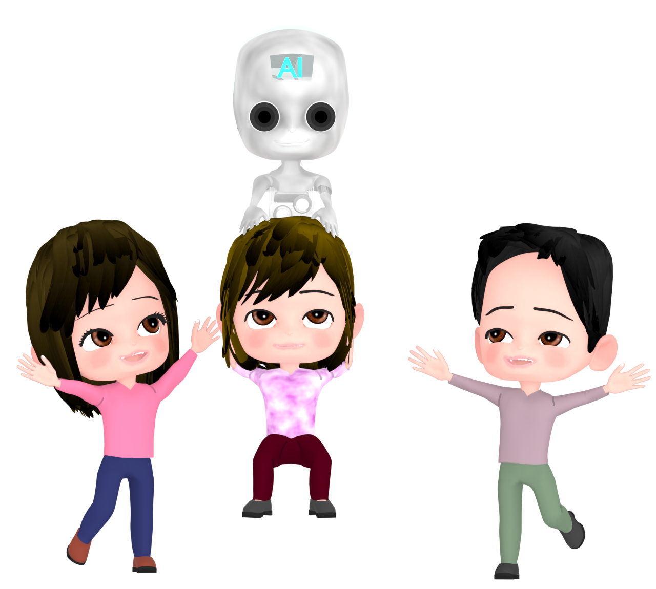 ＡＩと仲良くする人間のイラスト