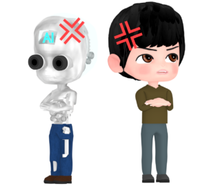 AIと喧嘩をする人のイラスト