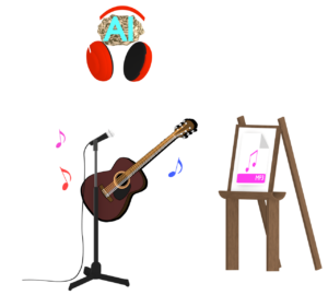 AIが作詞作曲をするイラスト
