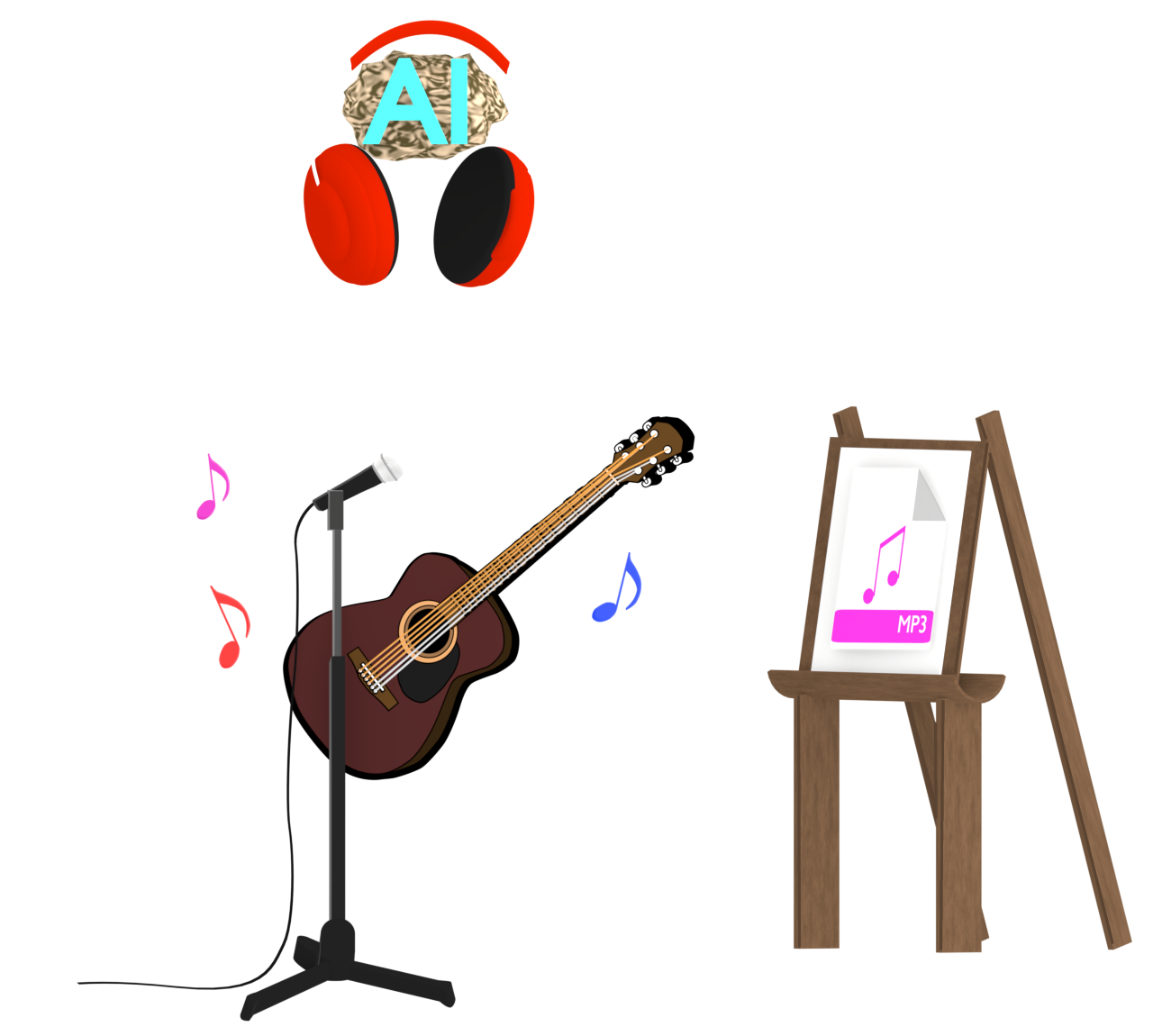 AIが作詞作曲をするイラスト