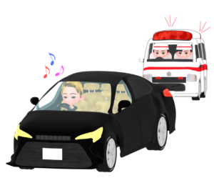 救急車の邪魔になる車のイラスト