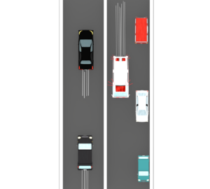 救急車と路肩に寄せる車のイラスト