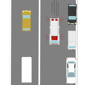 救急車と路肩に寄せる車のイラスト