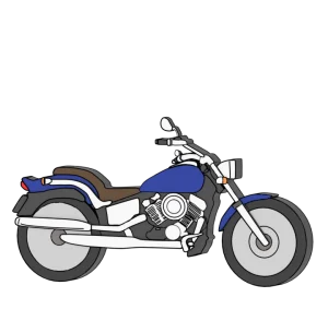 アメリカンバイクのイラスト（青）