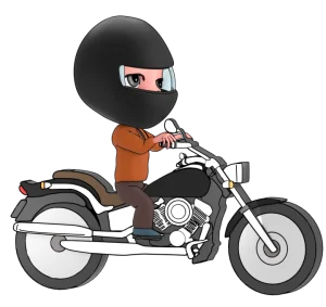 アメリカンバイクで走る男性のイラスト