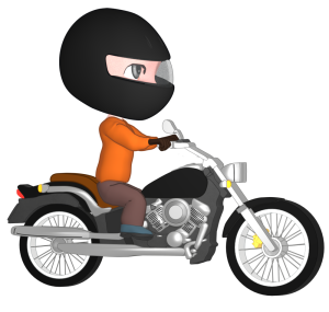 アメリカンバイクで走る男性のイラスト