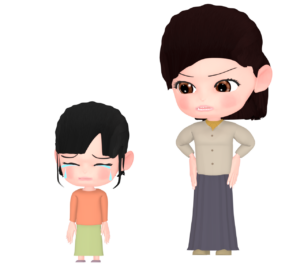 怒られて泣く女の子のイラスト