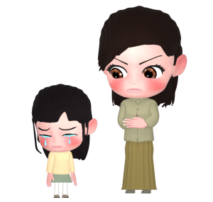 怒られて泣く女の子のイラスト