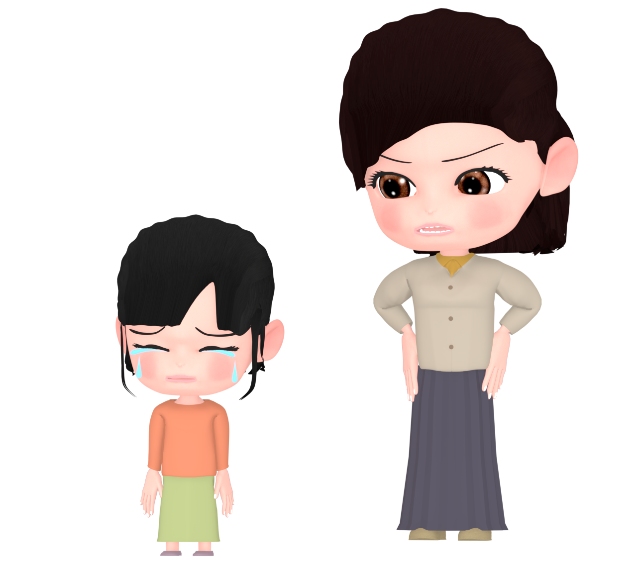 怒られて泣く女の子のイラスト
