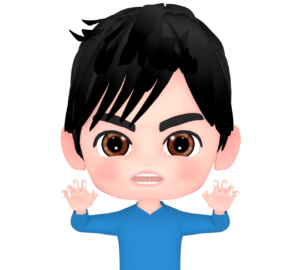 正面を向いてガオーポーズをする男性のイラスト