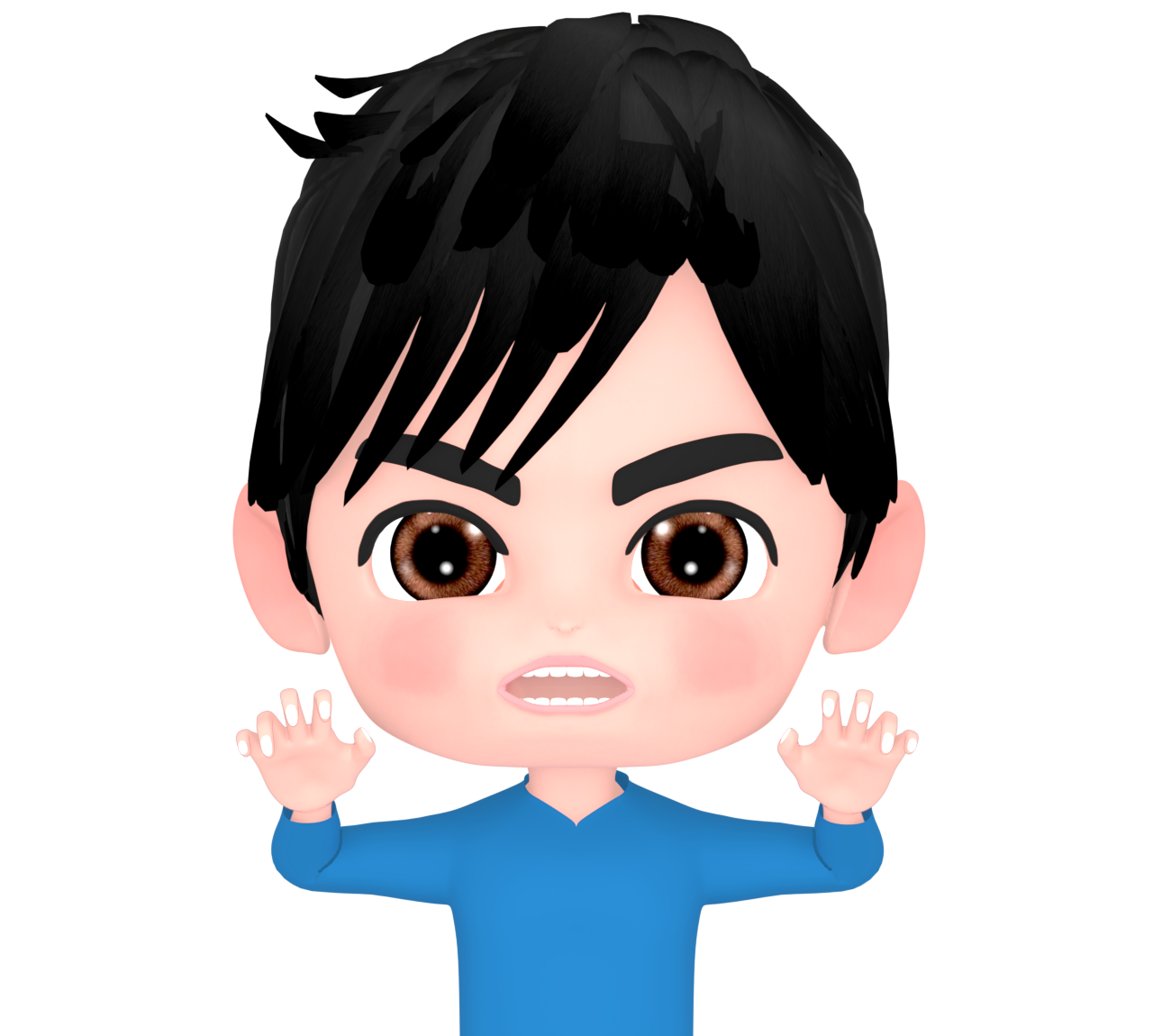 正面を向いてガオーポーズをする男性のイラスト