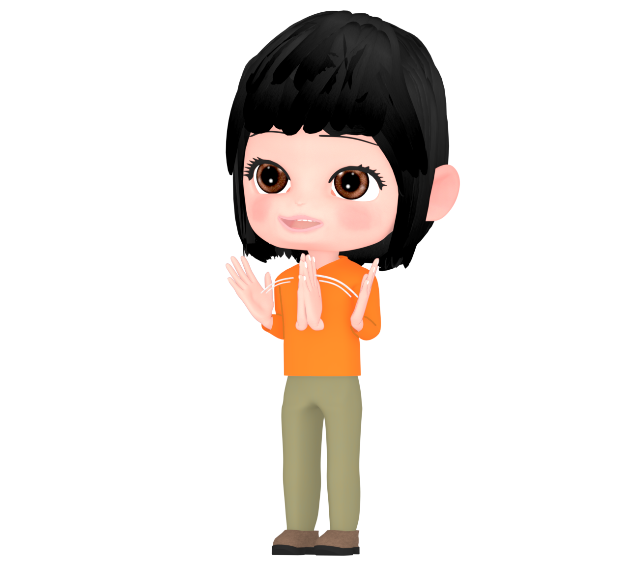 拍手をする笑顔の女性のイラスト