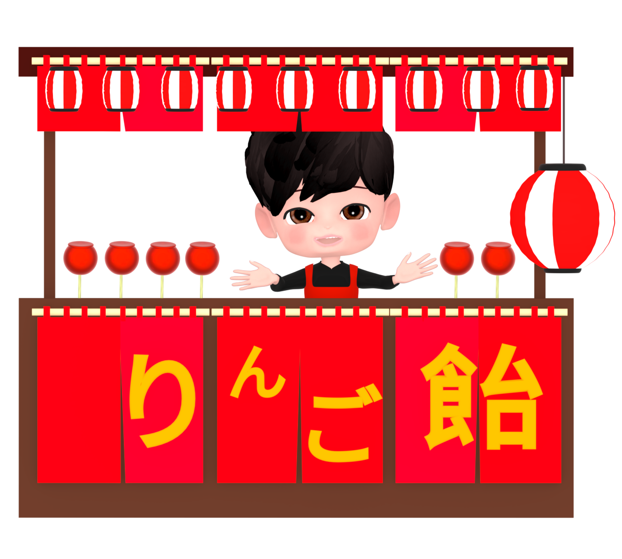 りんご飴の屋台のイラスト 12 りんご飴の屋台のイラスト