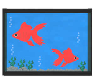 水槽の中の金魚のイラスト