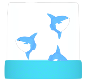 水族館で泳ぐマンボウのイラスト