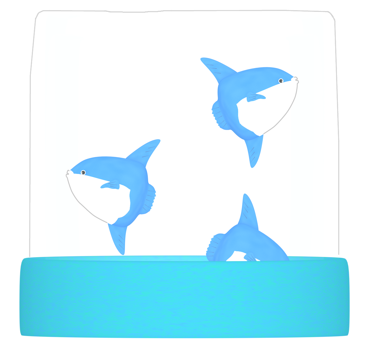 水族館で泳ぐマンボウのイラスト