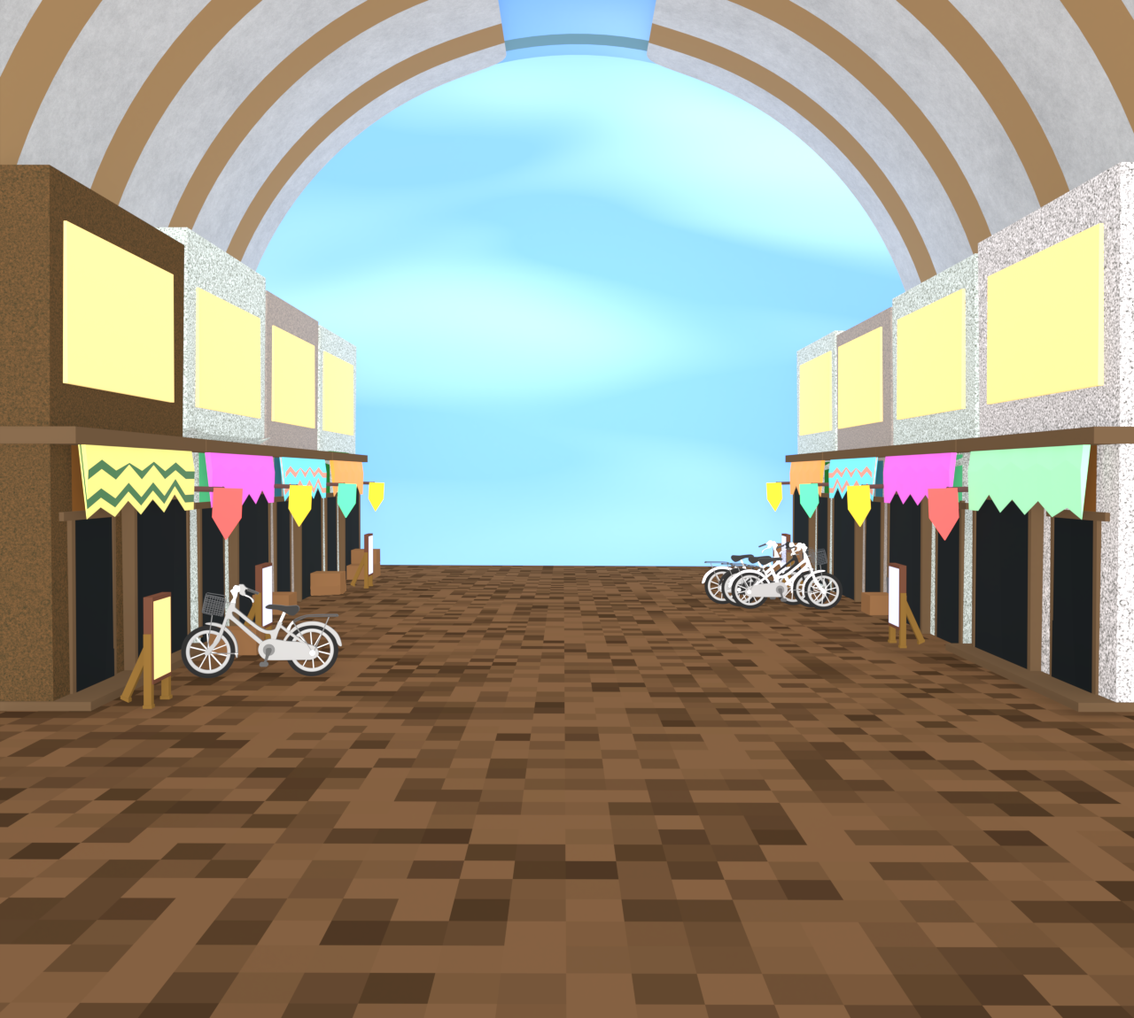 アーケード商店街のイラスト