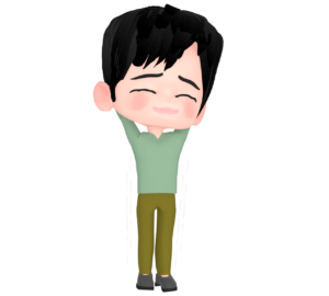腕を伸ばしてストレッチをする男性のイラスト