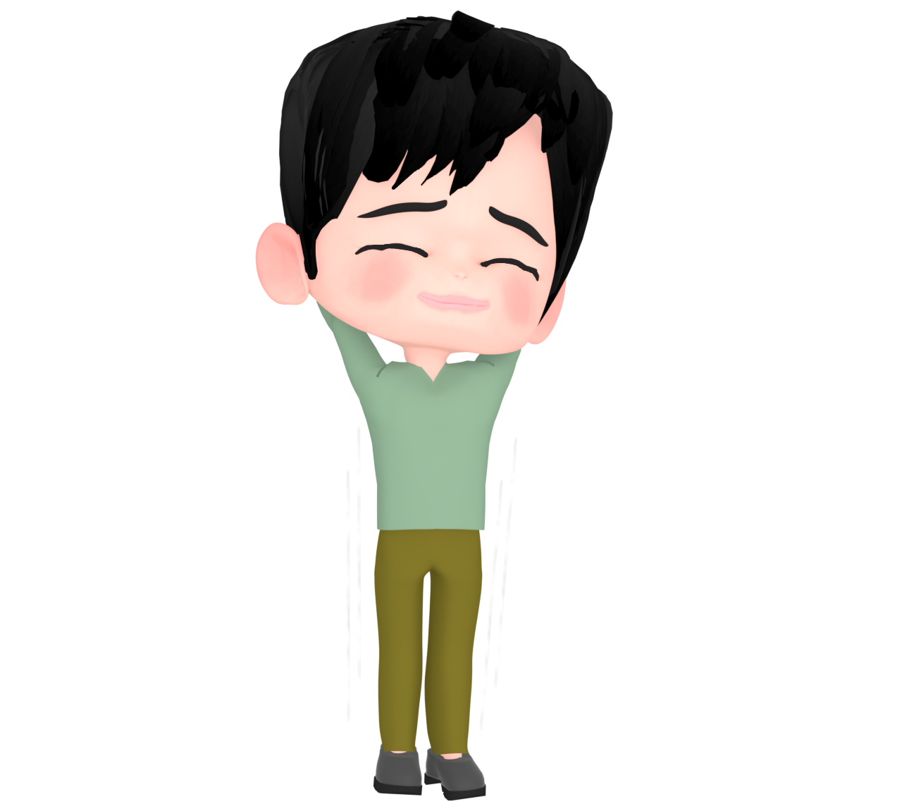 腕を伸ばしてストレッチをする男性のイラスト