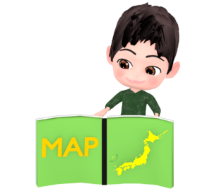 地図帳を見る男性のイラスト